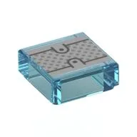 Tile 1 x 1 with Silver Paneling Print, Trans-Light Blue