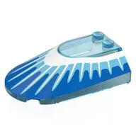 Windscreen 4 x 6 x 1 1/3 with Blue Surface, Medium Azure/White Fins Print (Hyperdrive), Trans-Light Blue
