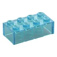 Brick 2 x 4 without Cross Supports [Modern], Trans-Light Blue