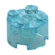 Brick Round 2 x 2 with Axle Hole, Trans-Light Blue