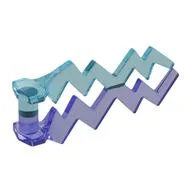 Wave / Lightning Angular, Double with Marbled Trans-Purple Pattern, Trans-Light Blue