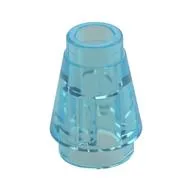 Cone 1 x 1 [Top Groove], Trans-Light Blue