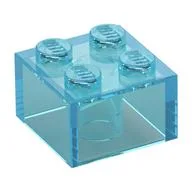 Brick 2 x 2 without Inside Ridges, Trans-Light Blue
