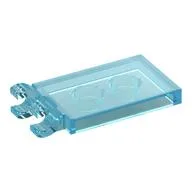 Tile Special 2 x 3 with 2 Clips without Tab between Clips, Trans-Light Blue