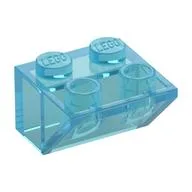 Brick Sloped Inverted 45° 2 x 2 [No Bottom Pin, Bar-sized Stud Holes], Trans-Light Blue