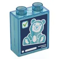 Duplo Brick 1 x 2 x 2 with X-Ray of Stuffed Bear Print, Trans-Light Blue