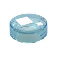 Tile Round 1 x 1 with Large and Small White Squares Print (Brickheadz Eye), Trans-Light Blue