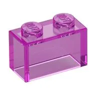 Brick 1 x 2 without Bottom Tube, Trans-Dark Pink