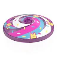 Dish 4 x 4 Inverted [Radar] with Bright Light Yellow Cats, Dark Pink/Medium Blue/White Swirls, Sprinkles Print, Trans-Dark Pink