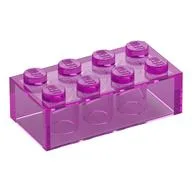 Brick 2 x 4 without Cross Supports [Modern], Trans-Dark Pink
