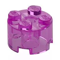 Brick Round 2 x 2 with Axle Hole, Trans-Dark Pink