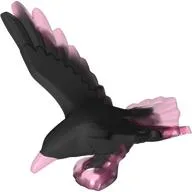 Animal, Bird, Raven with Open Wings and Black Marbled Pattern, Trans-Dark Pink