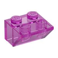 Brick Sloped Inverted 45° 2 x 2 [No Bottom Pin, Bar-sized Stud Holes], Trans-Dark Pink