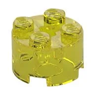 Brick Round 2 x 2 with Axle Hole, Trans-Yellow