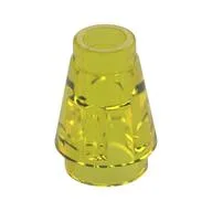 Cone 1 x 1 [Top Groove], Trans-Yellow