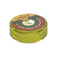 Tile Round 1 x 1 with Mech Eye Print, Trans-Yellow