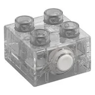 Duplo Light Brick 2 x 2 with White Button, Yellow Light, Trans-Clear