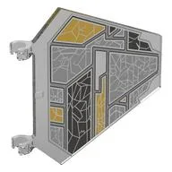 Flag 5 x 6 Hexagonal with U Clips with Gold, Silver, Dark Silver Panels Print, Trans-Clear