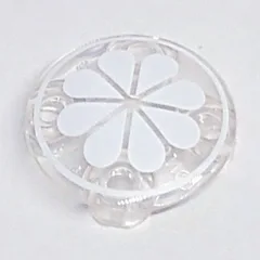 Plate Round 2 x 2 with Rounded Bottom with White Fruit Segments Print, Trans-Clear