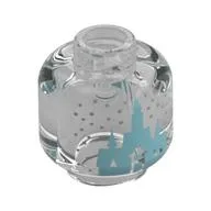Minifig Head with Medium Blue Arendel Castle, Silver Stars Print, Trans-Clear