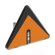 Road Sign Clip-on 2.2 x 2.667 Triangular with Orange Surface, Black Border, Blank Line in Center Print, Trans-Clear