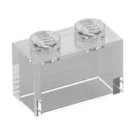 Brick 1 x 2 without Bottom Tube, Trans-Clear