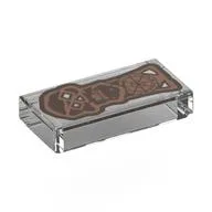 Tile 1 x 2 with 'Copper Bones', Copper Skull Key Print, Trans-Clear