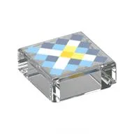 Tile 1 x 1 with Pixelated Nether Star Print, Trans-Clear