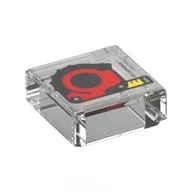 Tile 1 x 1 with Red Tape Measure Print, Trans-Clear