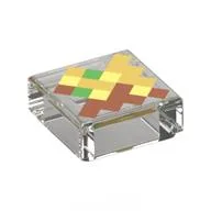 Tile 1 x 1 with Pixelated Totem of Undying Print, Trans-Clear