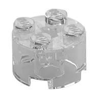 Brick Round 2 x 2 with Axle Hole, Trans-Clear