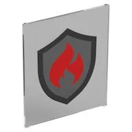 Glass for Frame 1 x 6 x 6 with Red Flames on Silver Shield Print [Fire Fighters], Trans-Clear