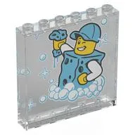 Panel 1 x 6 x 5 with Minifig in Bright Light Blue Sponge Suit, Cap, Bubbles Print, Trans-Clear