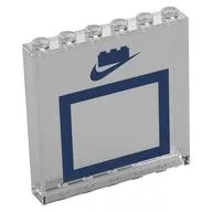 Panel 1 x 6 x 5 with Dark Blue Rectangle / Basketball Board, LEGO Brick, Nike Logo Print, Trans-Clear