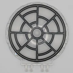 Dish 8 x 8 with Click Hinges with Dark Bluish Grey Radial Window Print, Trans-Clear
