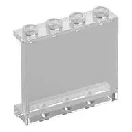 Panel 1 x 4 x 3 [Side Supports / Hollow Studs], Trans-Clear