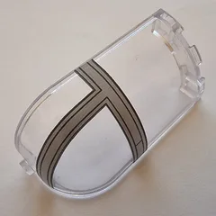 Panel 3 x 3 x 6 Corner Convex with Curved Top with Dark Bluish Grey Cockpit Print, Trans-Clear
