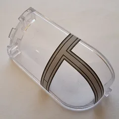 Panel 3 x 3 x 6 Corner Convex with Curved Top with Dark Bluish Grey Cockpit Print, Trans-Clear