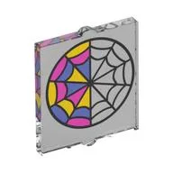 Glass for Window 1 x 2 x 2 Flat with Spider Web, One Side Colored Print, Trans-Clear