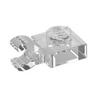 Plate Special 1 x 1 with Clip Horizontal [Thick Open O Clip], Trans-Clear