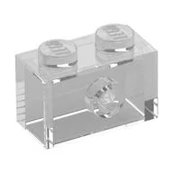 Brick Special 1 x 2 with 1 Center Stud on 1 Side, No Bottom Stud Holder, Trans-Clear
