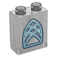 Duplo Brick 1 x 2 x 2 with Sand Blue Crystal Window Print, Trans-Clear