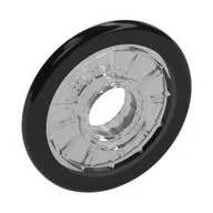 Wheel Wheelchair with Pin Hole, Fixed Black Hard Rubber Tire Pattern, Trans-Clear