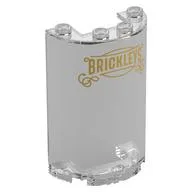 Cylinder Half 2 x 4 x 5 with 1 x 2 cutout with Gold Sign, 'BRICKLEYS' Print, Trans-Clear