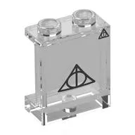 Panel 1 x 2 x 2 with Black Deadly Hallows Print, Trans-Clear