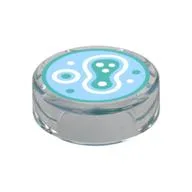Tile Round 1 x 1 with Bacteria Print, Trans-Clear