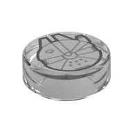 Tile Round 1 x 1 with Millennium Falcon Print, Trans-Clear