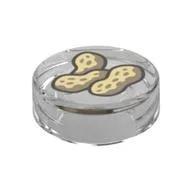 Tile Round 1 x 1 with Peanuts Print, Trans-Clear
