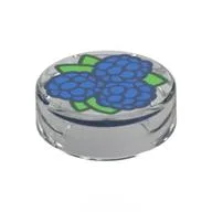Tile Round 1 x 1 with Blackberries Print, Trans-Clear