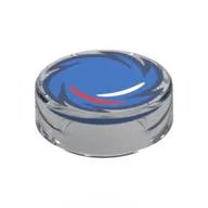 Tile Round 1 x 1 with Blue Circle Saw / Sonic the Hedgehog Print, Trans-Clear